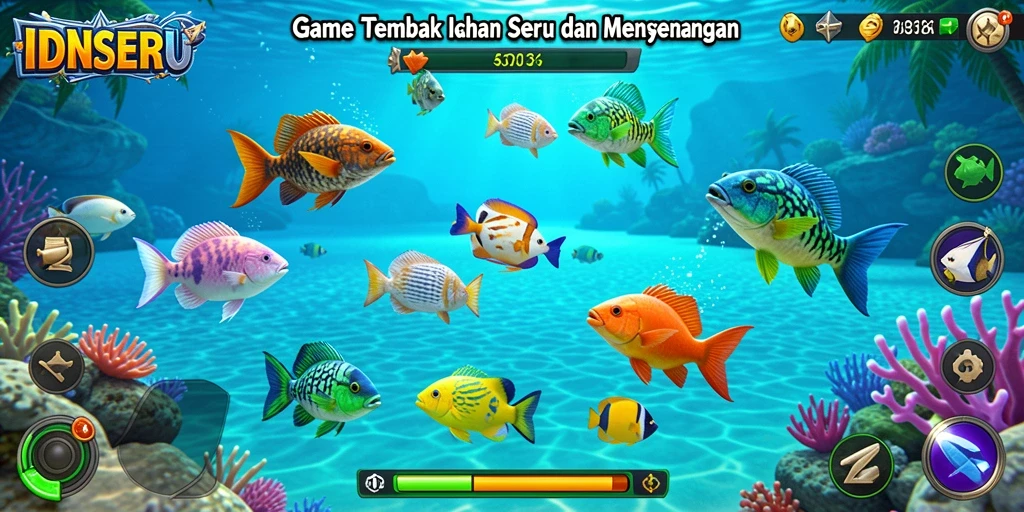 Tampilan gameplay seru saat menembak ikan di IDNSERU.