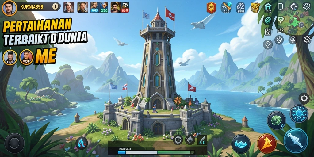 Tampilan gameplay menara pertahanan yang menarik dan strategis.