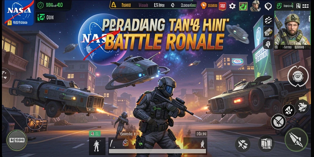 Screenshot gameplay NASA4D yang menunjukkan aksi seru dalam pertarungan Battle Royale.