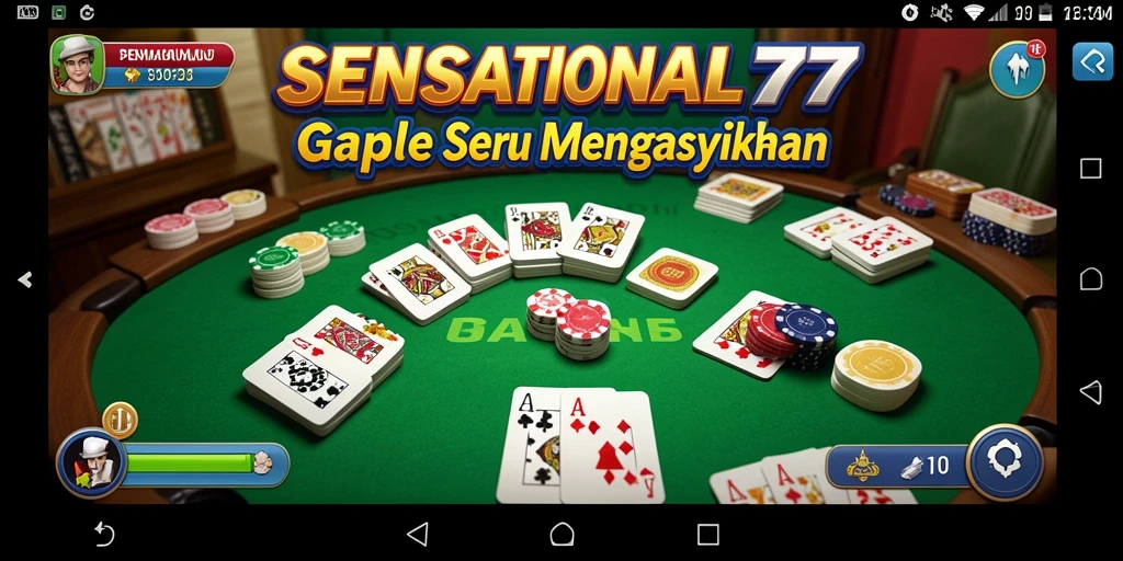 Tampilan gameplay seru dari SENSATIONAL77 yang menampilkan permainan Gaple.